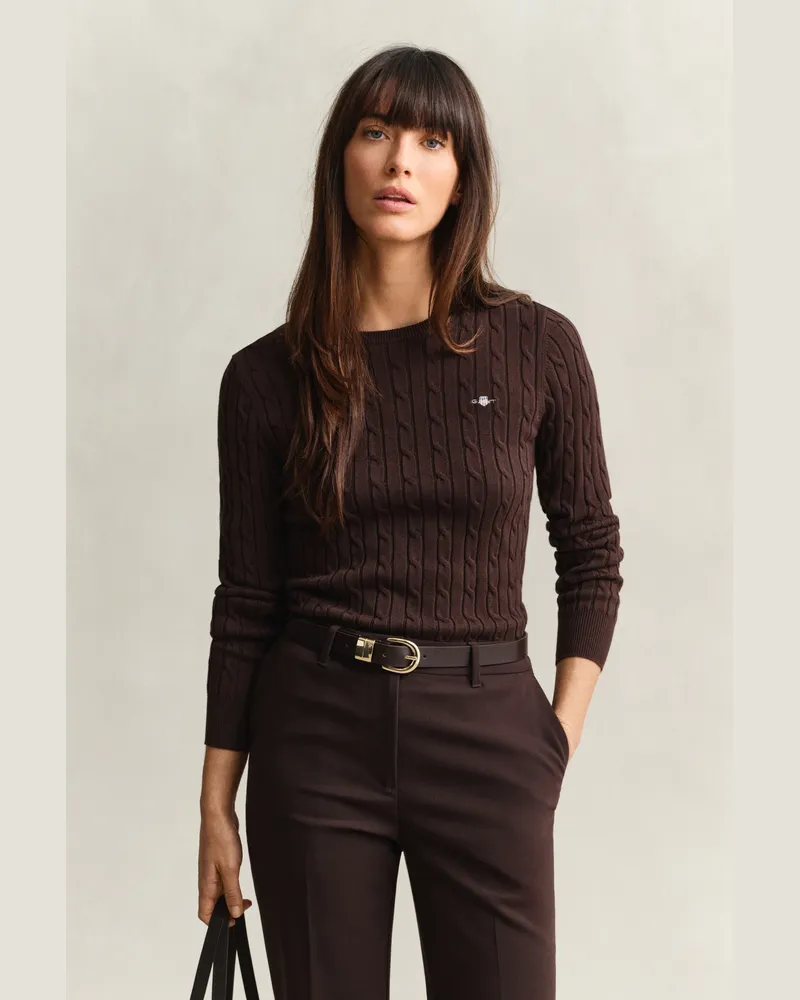 Gant Damen Classic Zopfstrickpullover DEEP Braun Deep