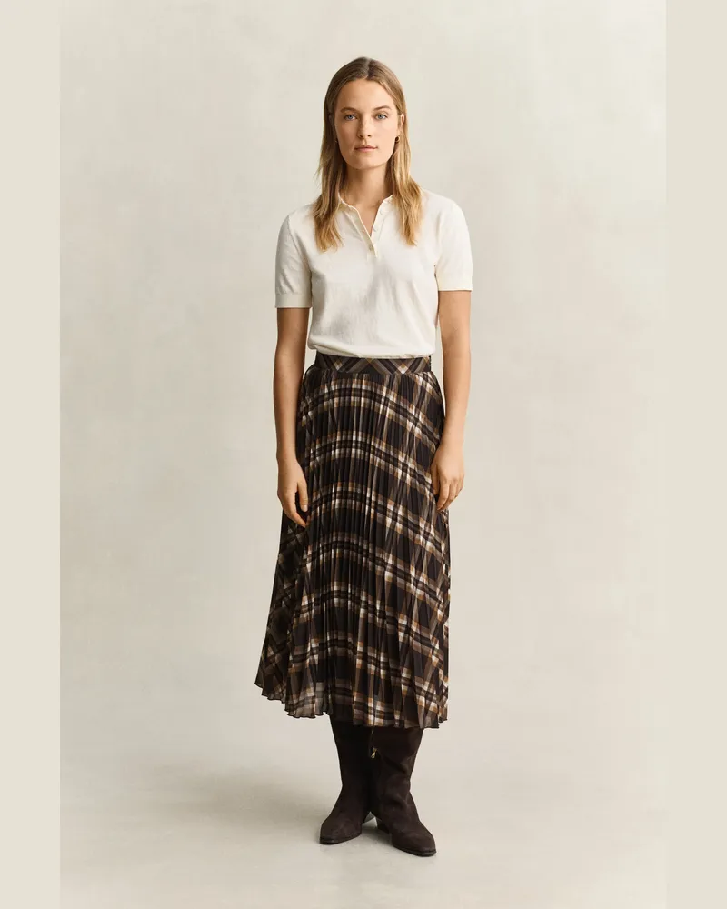 Gant Damen Midirock mit Falten DEEP Braun Deep