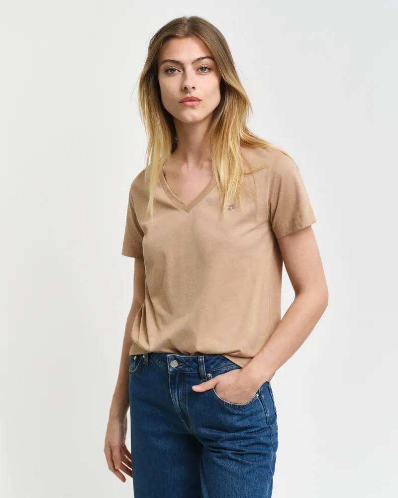 Gant Damen Shield V-Neck T-Shirt 