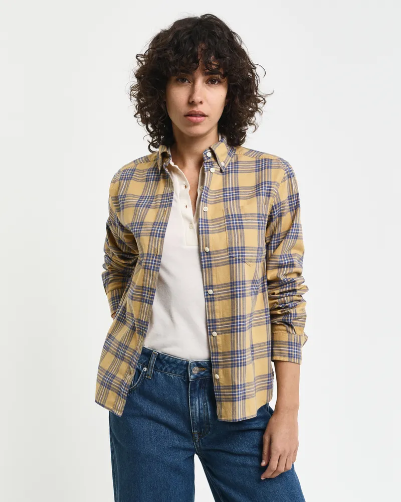 Gant Damen Regular Fit Flanellbluse mit Karomuster 