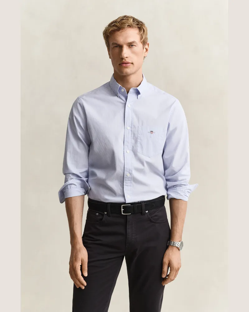 Gant Herren Classic Regular Fit Popeline Hemd LIGHT Blau Light