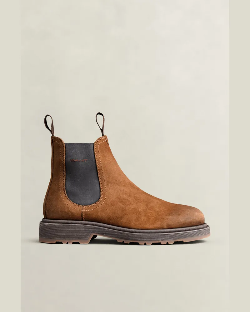 Gant Herren Blisdor Chelsea Boot aus Leder DARK Braun Dark
