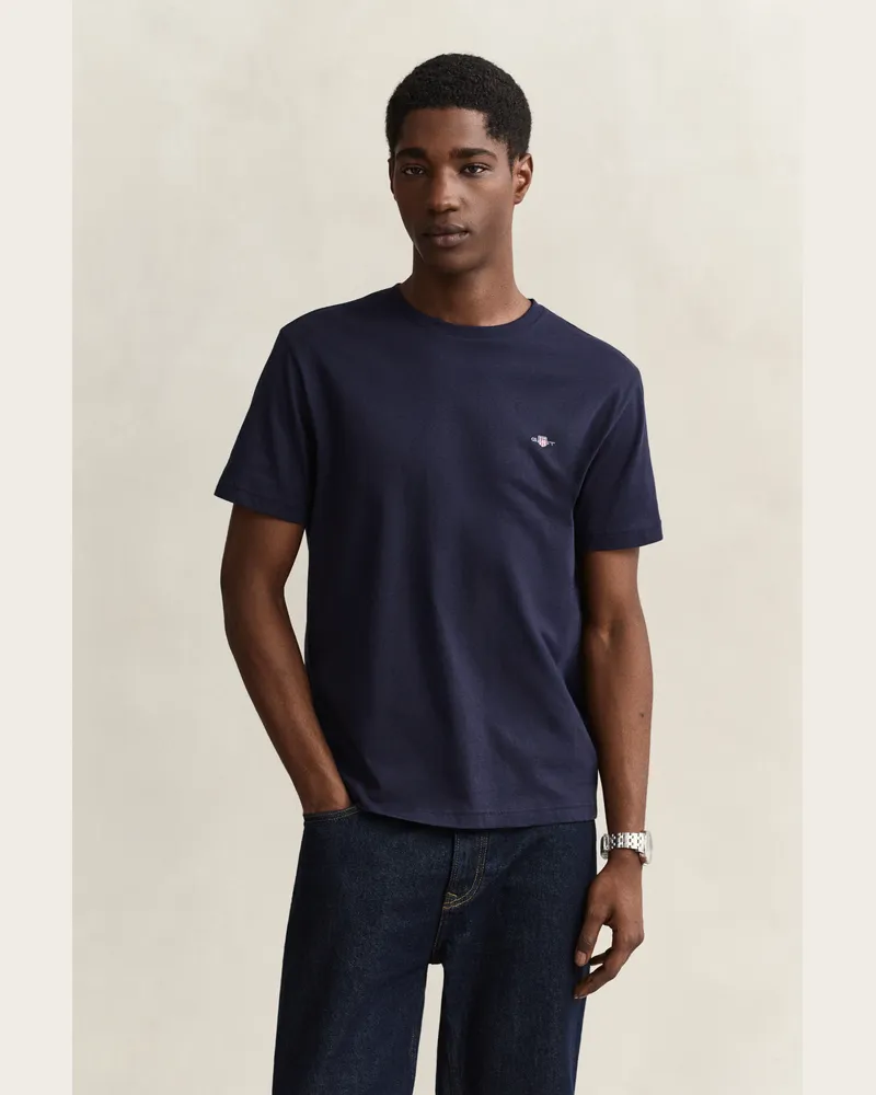 Gant Herren Regular Fit Shield T-Shirt EVENING Blau Evening
