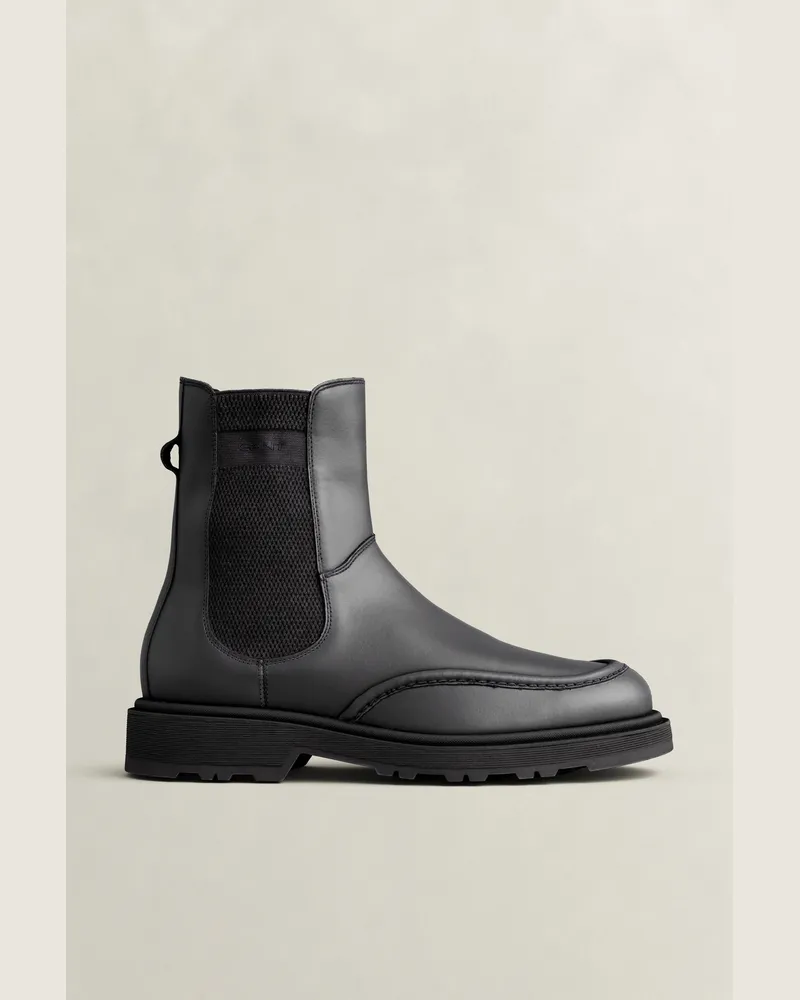 Gant Herren Blisdor Chelsea Boot aus Leder Schwarz Schwarz