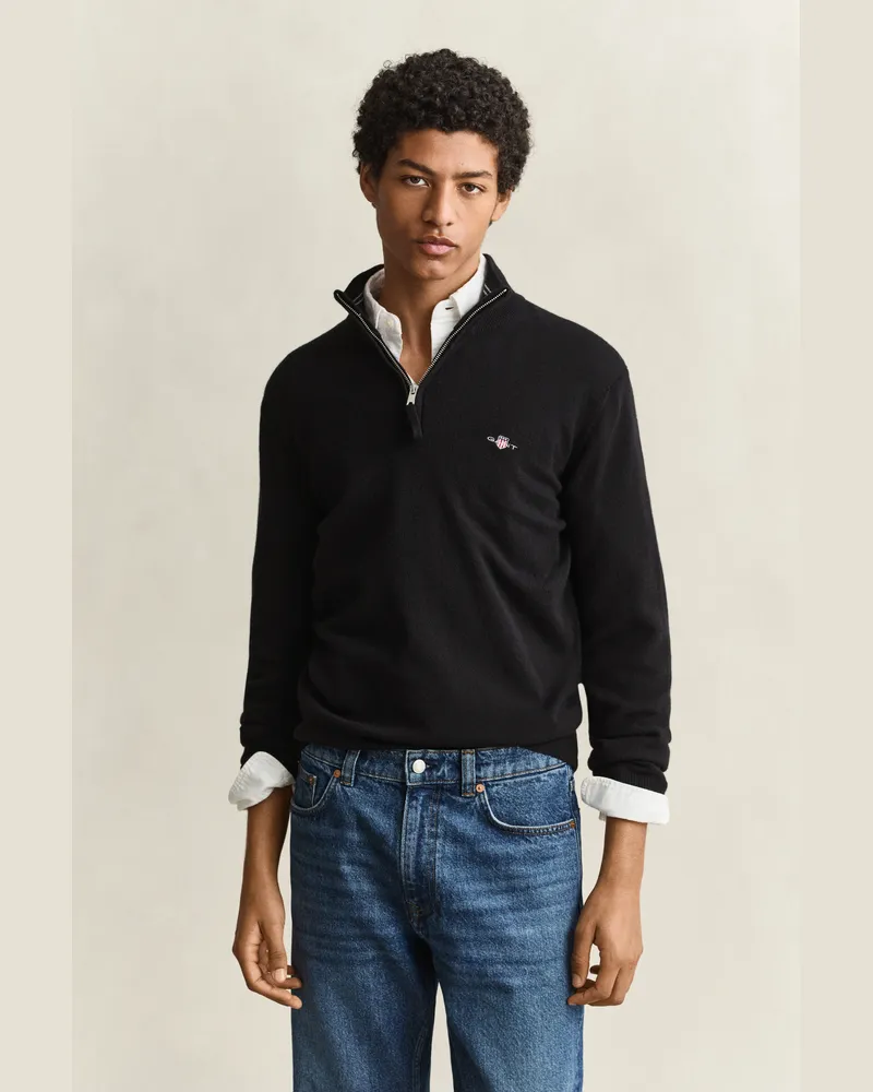 Gant Herren Troyer aus Lambswool Schwarz Schwarz