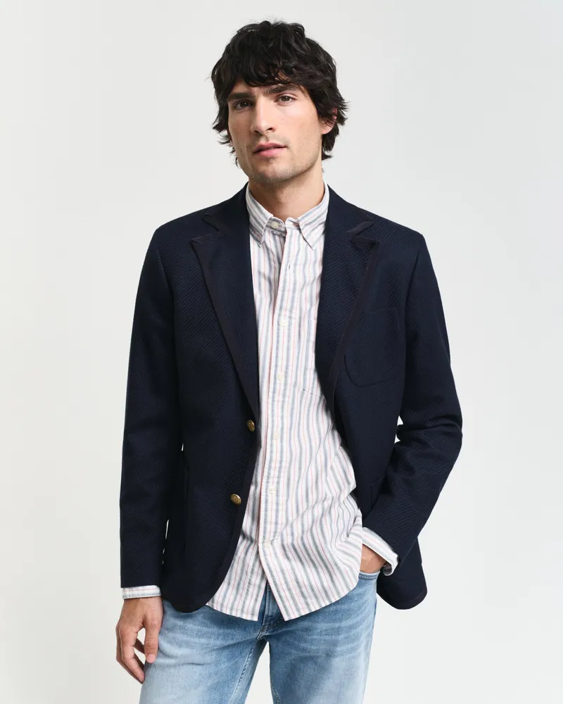 Gant Herren Slim Fit Club Sakko aus Baumwolle und Wolle 