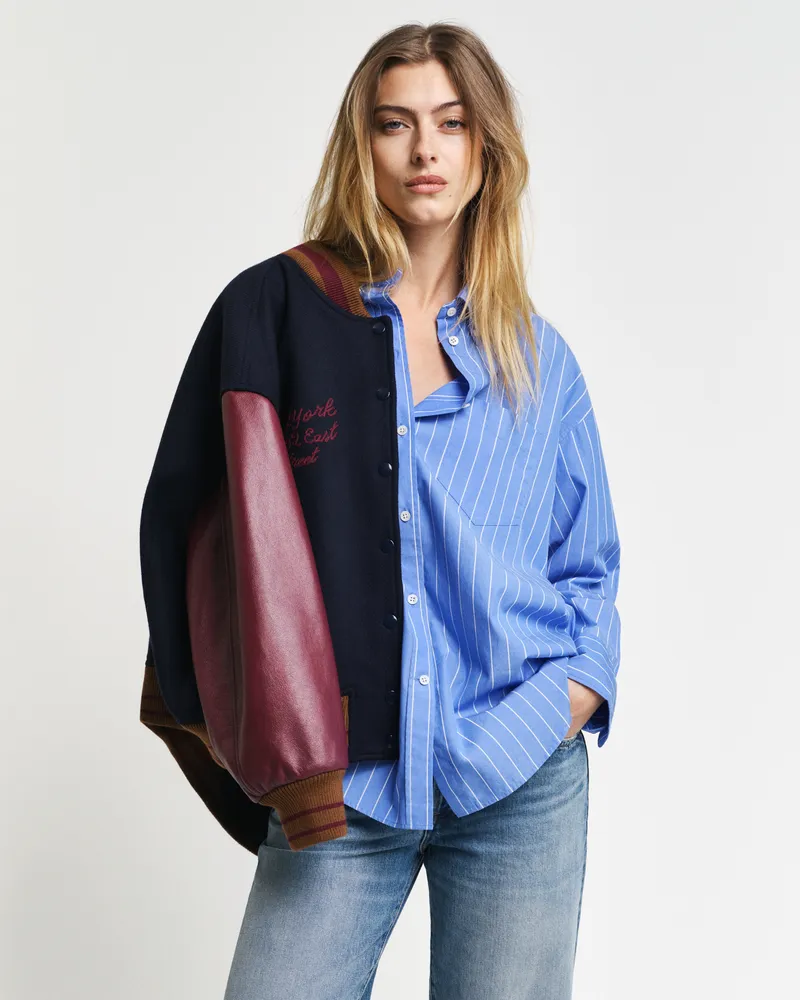 Gant Damen Oversized Popeline Bluse mit Streifen 