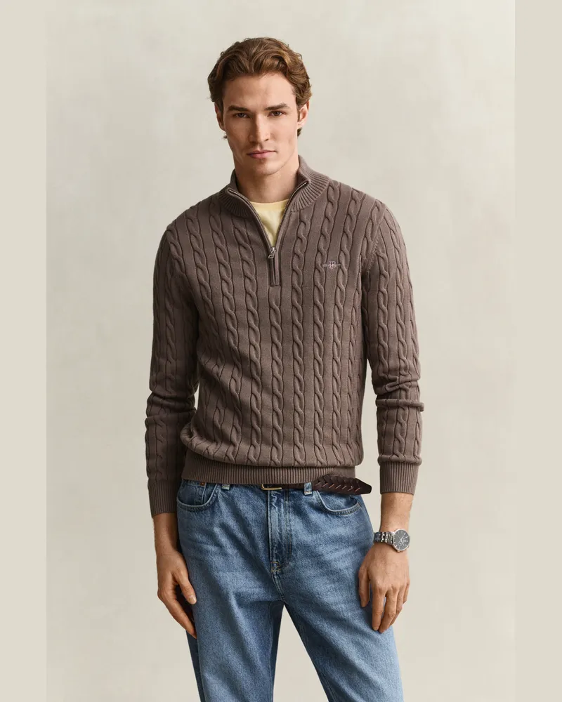 Gant Herren Zopfstrick Troyer aus Baumwolle FADED TAUPE Faded