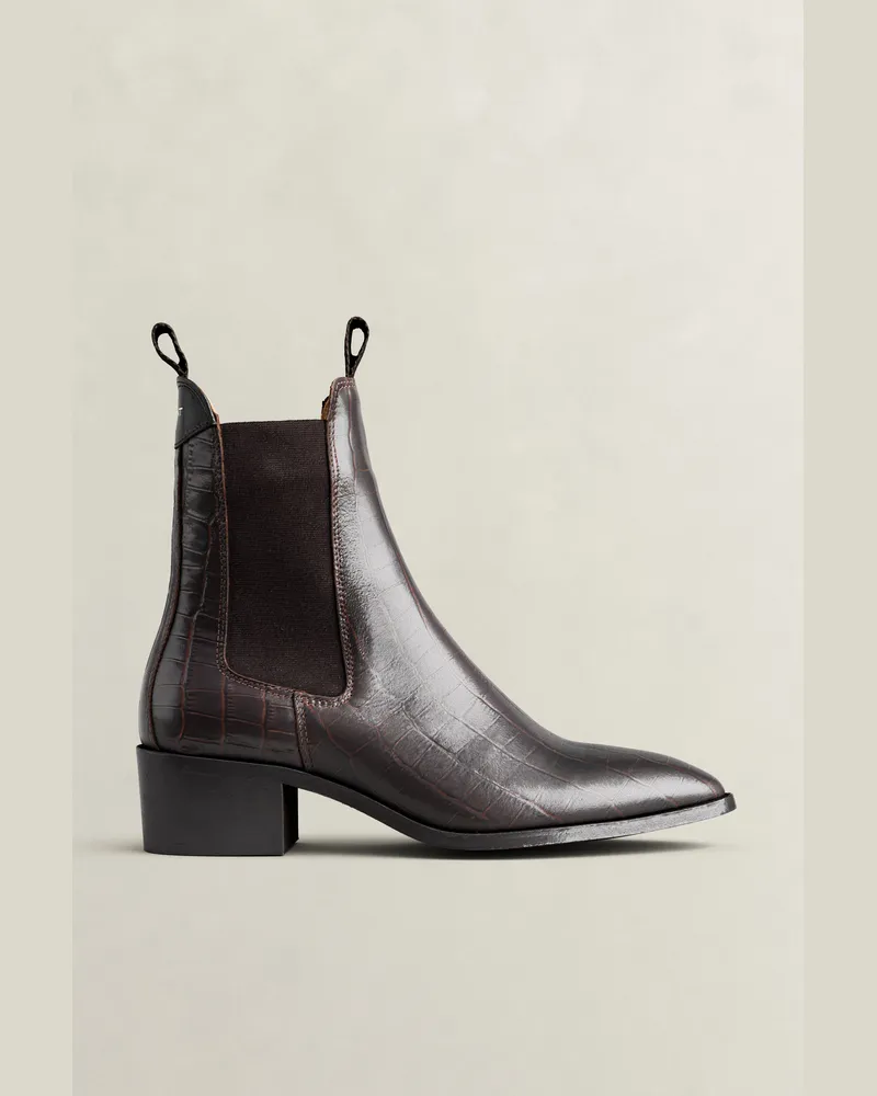Gant Damen St Broomly Chelsea Boot aus Leder in Krokooptik DARK Braun Dark