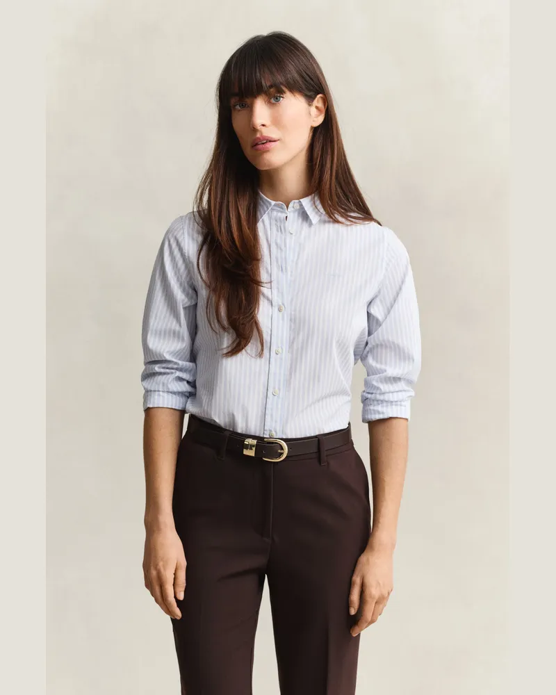 Gant Damen Popeline-Bluse im Regular Fit mit Streifen LIGHT Blau Light