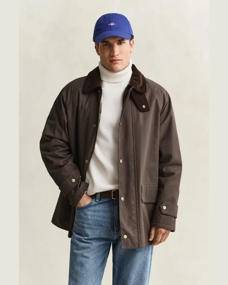 Gant Herren Gewachste Barn Jacke Schwarz Braun Schwarz