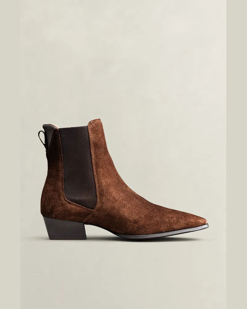 Gant Damen Bassotte Chelsea Boot aus Veloursleder WEATHERot Braun Weatherot