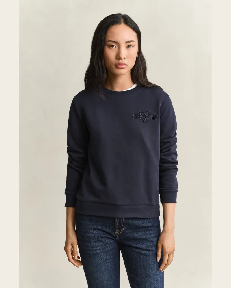 Gant Damen Tonal Shield Sweatshirt EVENING Blau Evening