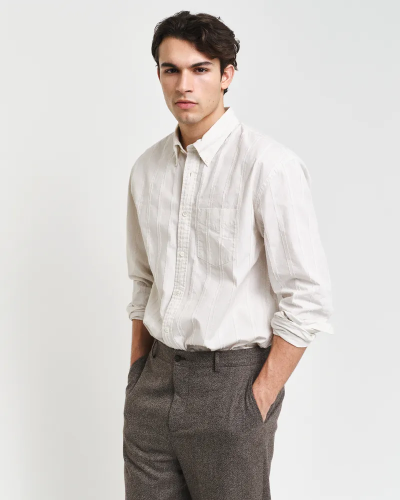 Gant Herren Relaxed Fit Hemd mit Strukturstreifen 
