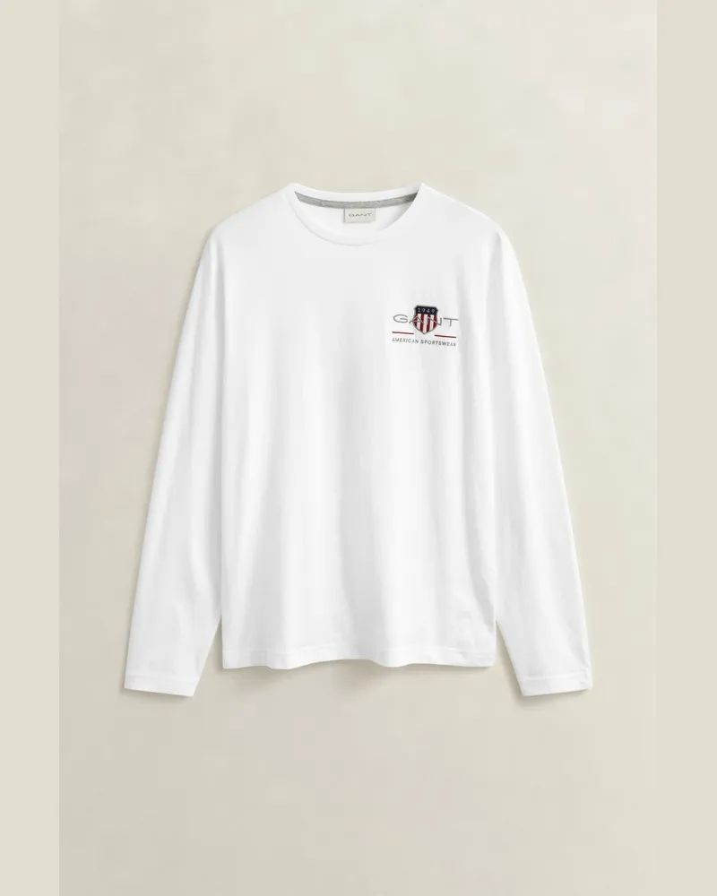 Gant Herren Medium Archive Shield T-Shirt Weiß Weiß