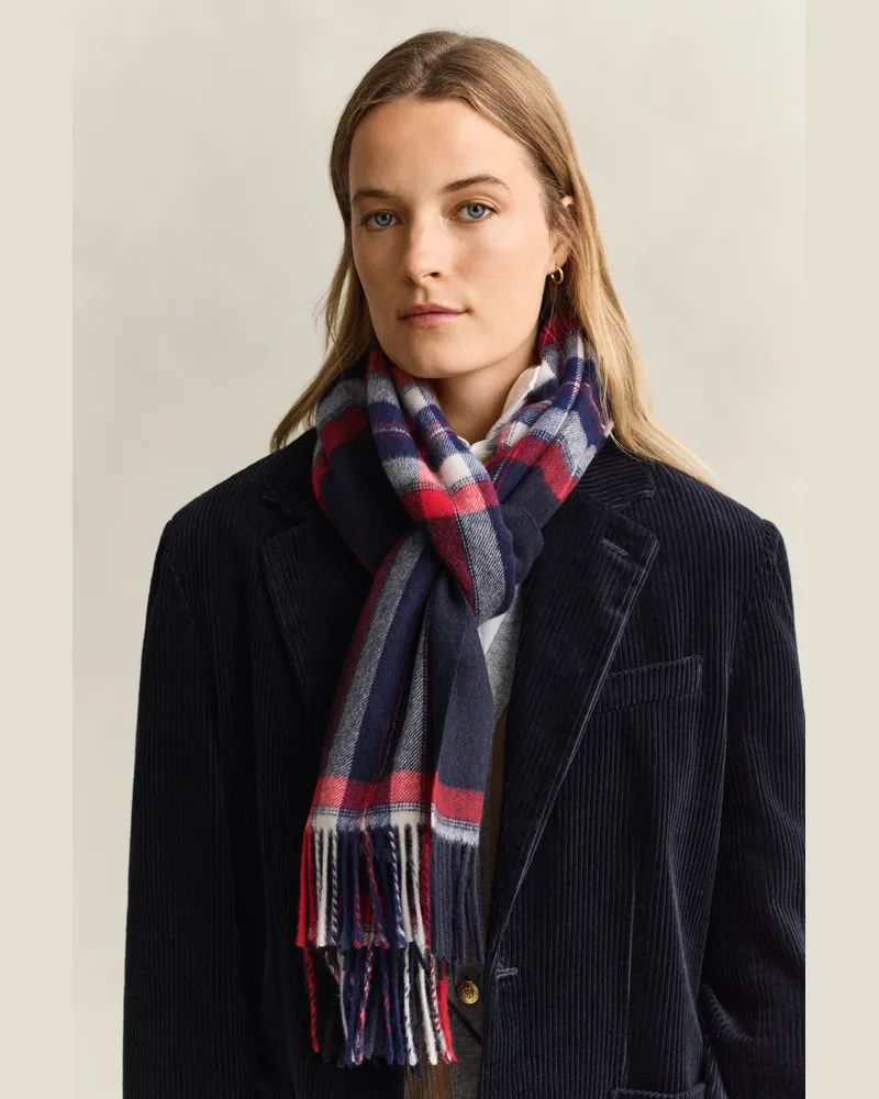Gant Damen Wollschal mit Tartan-Muster EVENING Blau Evening