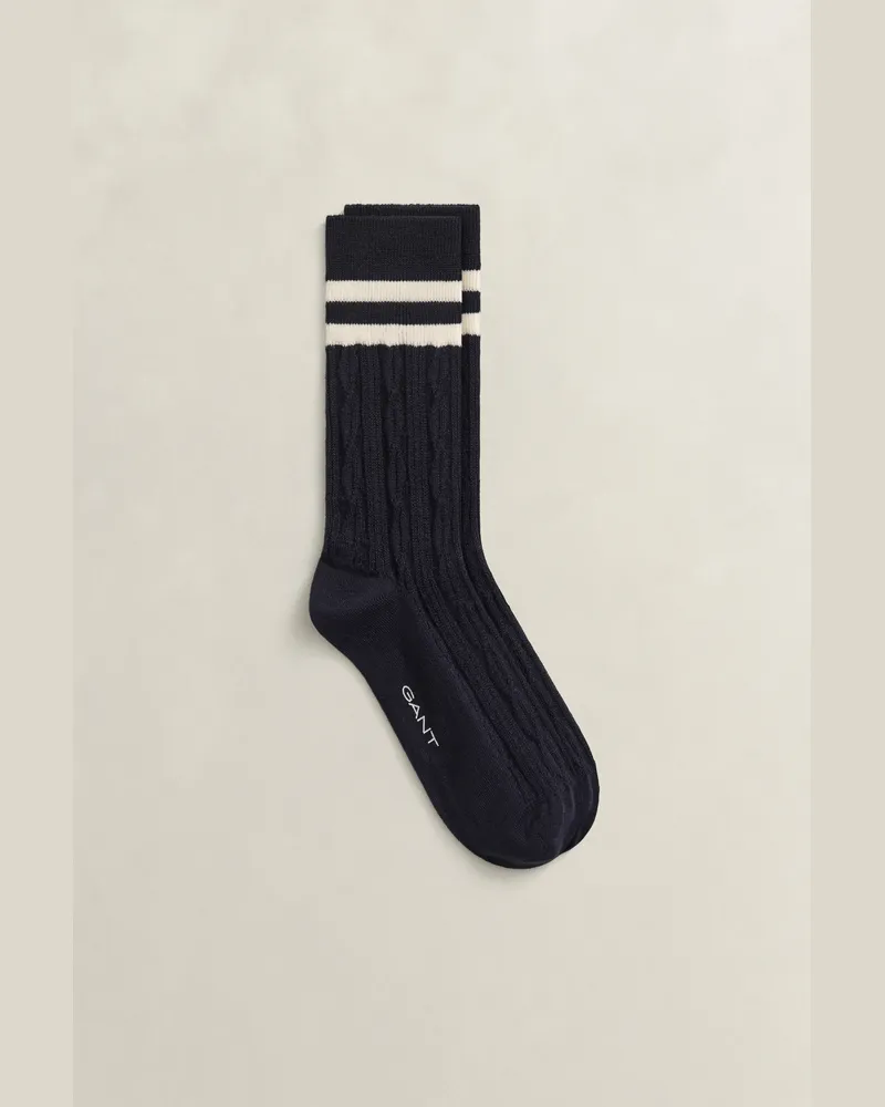Gant Damen Sportsocken mit Zopfmuster EVENING Blau Evening