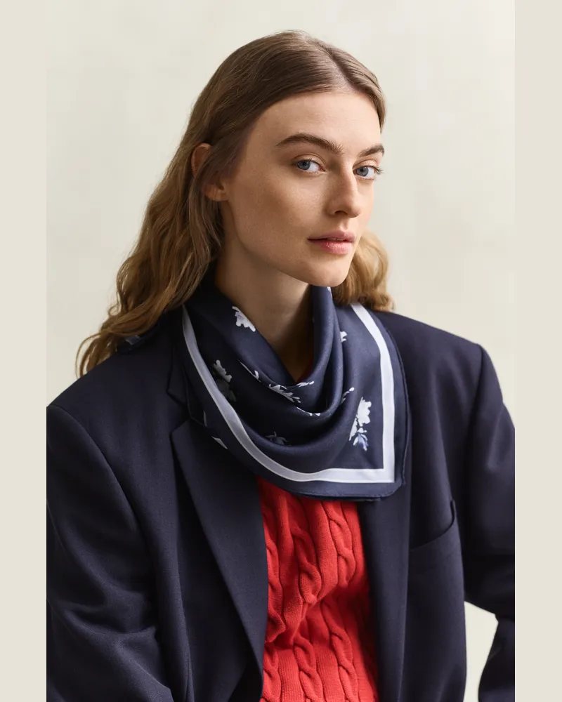 Gant Damen Seidenschal mit Blumen-Print EVENING Blau Evening