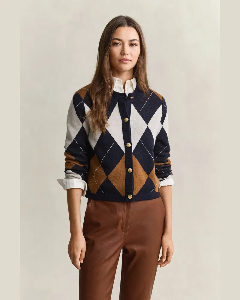 Gant Damen Strickjacke mit Argyle-Muster EVENING Blau Evening