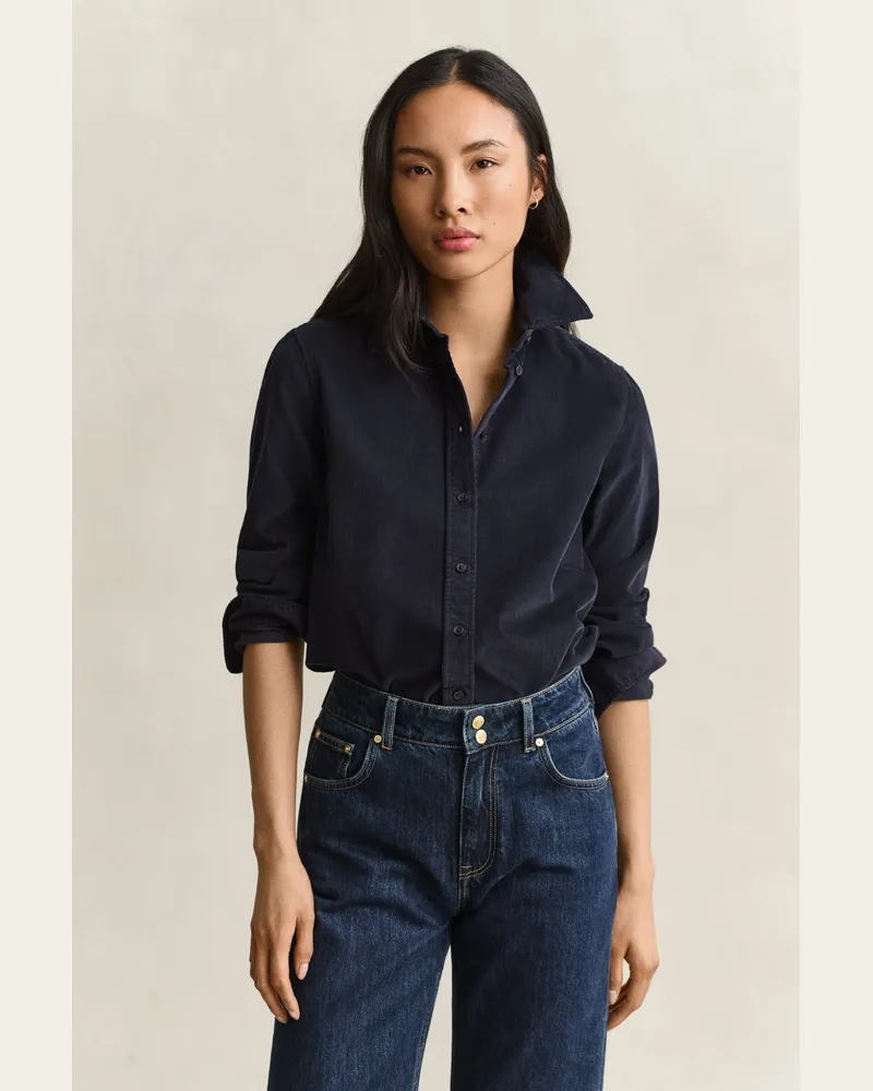 Gant Damen Regular Fit Cordhemd EVENING Blau Evening
