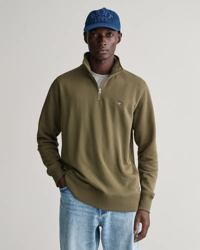 Gant Herren Shield Sweatshirt mit halblangem Reißverschluss 