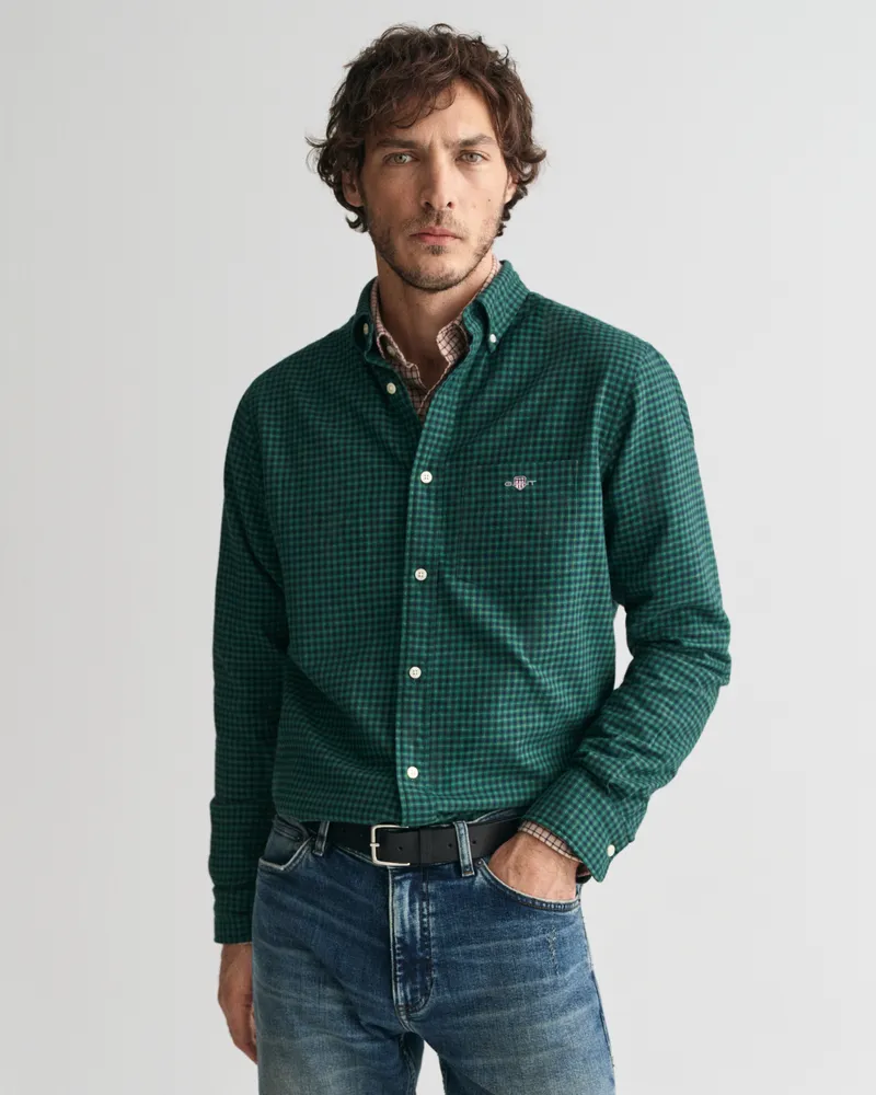 Gant Herren Regular Fit Flanell Hemd mit Mini-Karomuster 