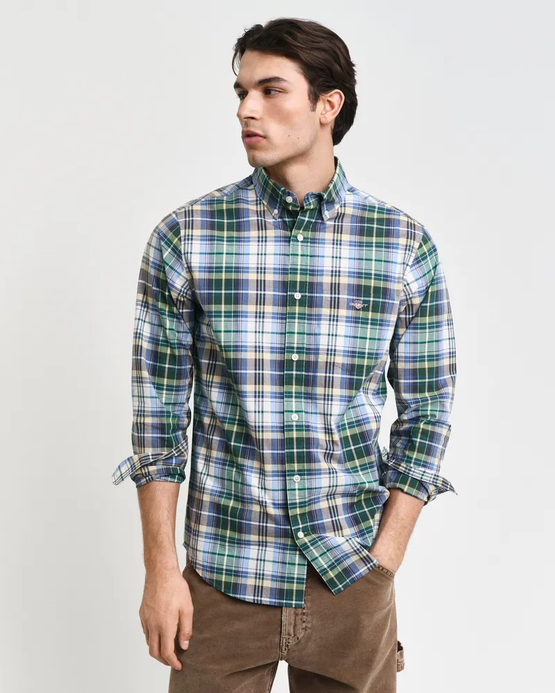 Gant Herren Regular Fit Popeline Hemd mit Tartan-Karomuster 