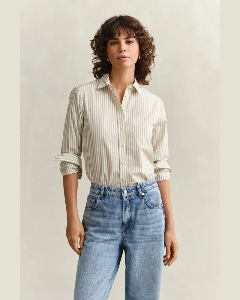 Gant Damen Popeline-Bluse im Regular Fit mit Streifen COUNTRY BEIGE Country