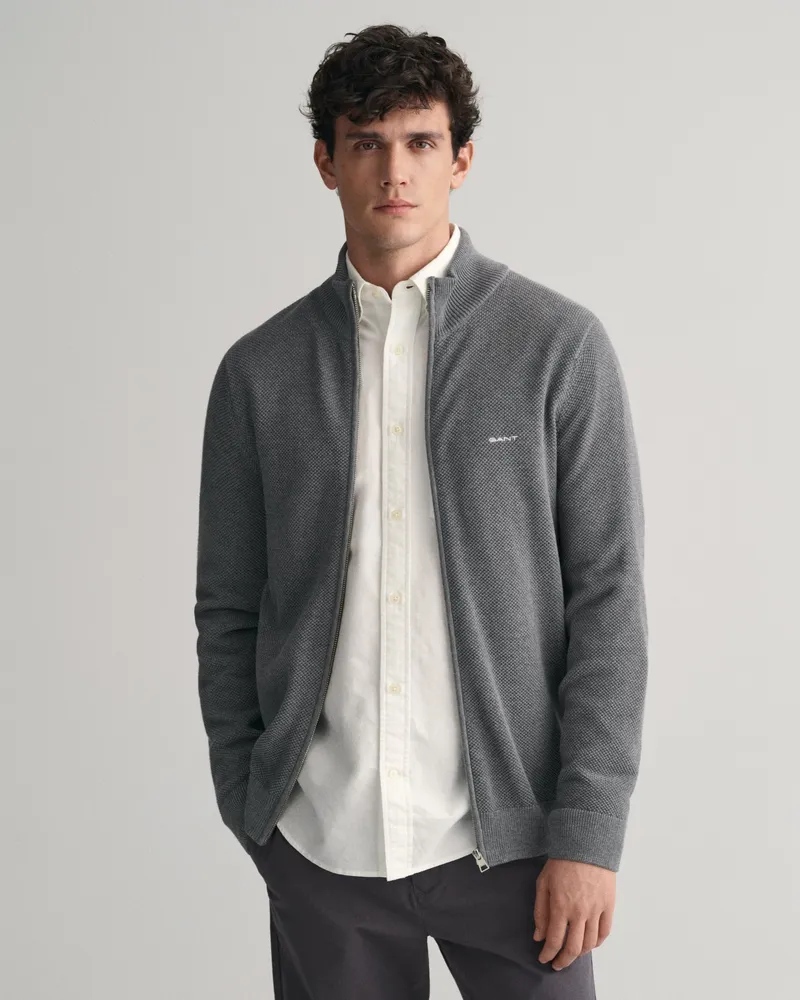 Gant Herren Strickjacke aus Baumwoll-Piqué 