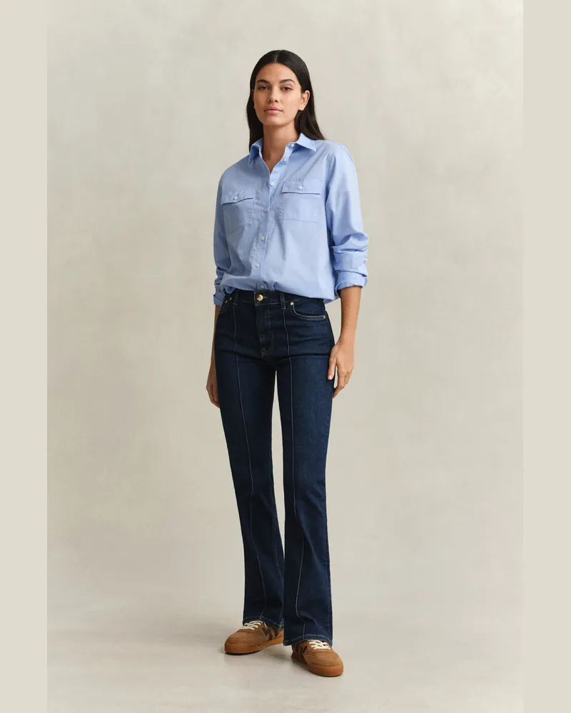 Gant Damen Ausgestellte Slim Fit Jeans mit Biesen DARK Blau BROKEN IN Dark