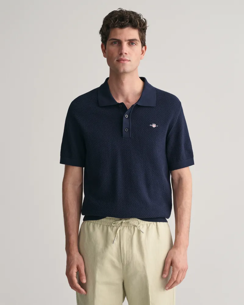 Gant Herren Strukturierter Polopullover aus Baumwolle 