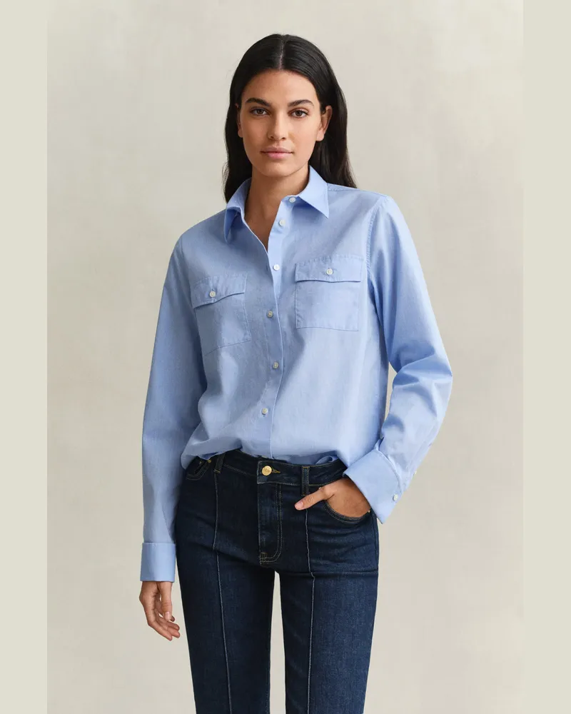 Gant Damen Baumwollbluse mit Umschlagmanschetten MISTY LAVENDER Misty