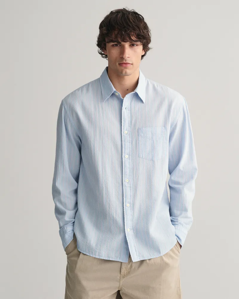 Gant Herren Relaxed Fit Pinstriped Seersucker Hemd 