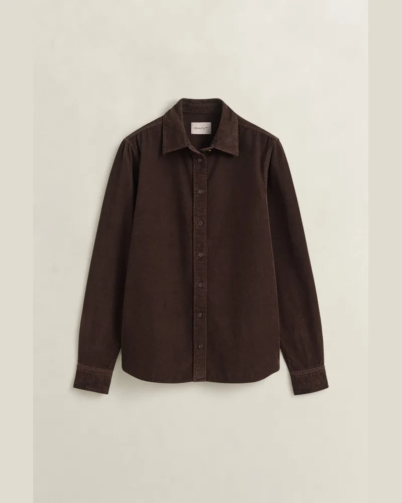Gant Damen Regular Fit Cordhemd DEEP Braun Deep