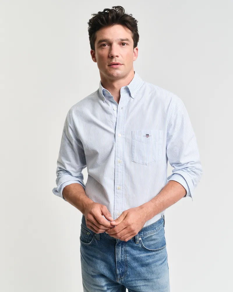 Gant Herren Regular Fit Classic Oxford-Hemd mit Banker-Streifen 