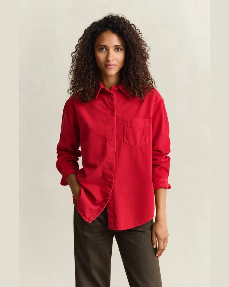 Gant Damen Relaxed Fit Cordbluse RUBY Rot Ruby