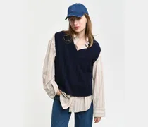 Damen Breit gerippter V-Neck Wollpullunder