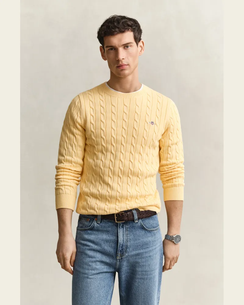 Gant Herren Classic Zopfstrickpullover MILD Gelb Mild