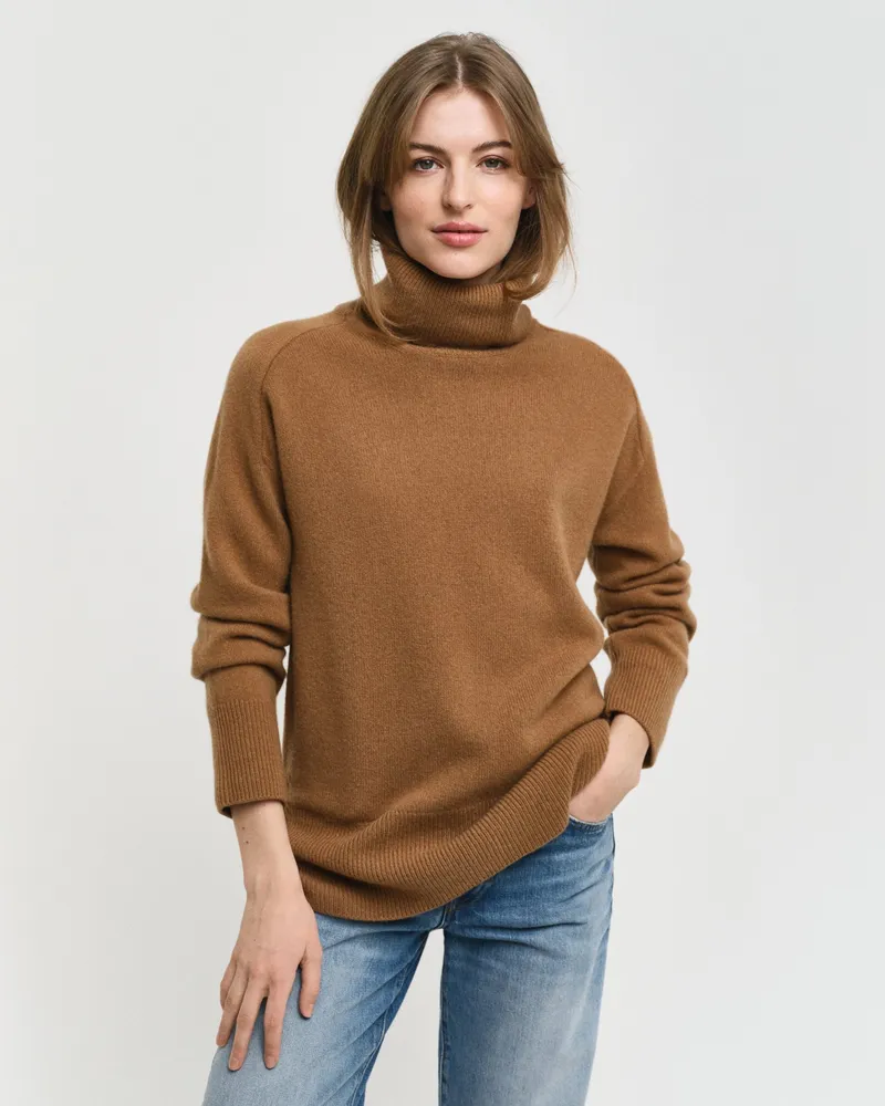 Gant Damen Herringbone Rollkragenpullover mit Detail 