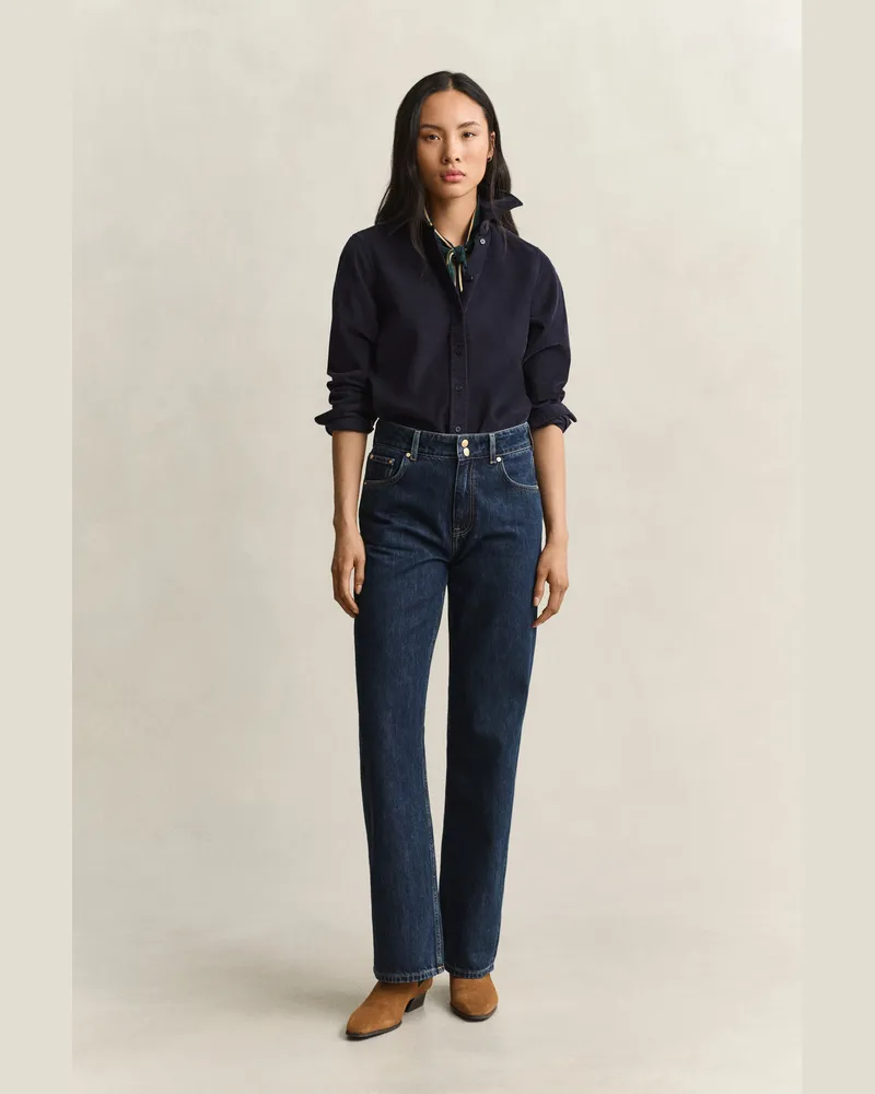 Gant Damen Geknöpfte Relxed Fit Jeans DARK Blau WORN IN Dark
