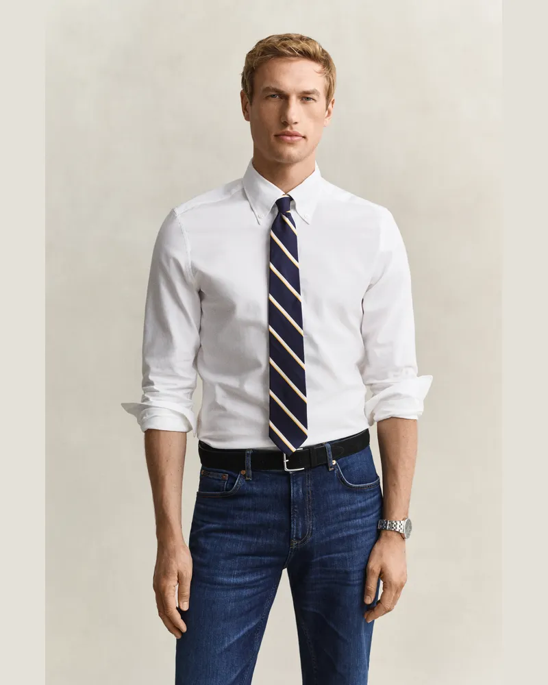 Gant Herren Elegantes Slim Fit Hemd Weiß Weiß