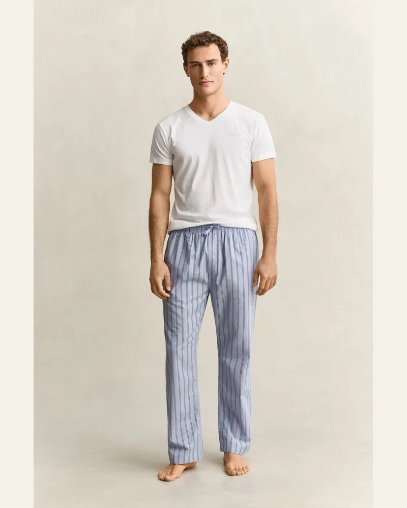 Gant Herren Gestreifte Pyjamahose aus Popeline LAVENDER Blau Lavender