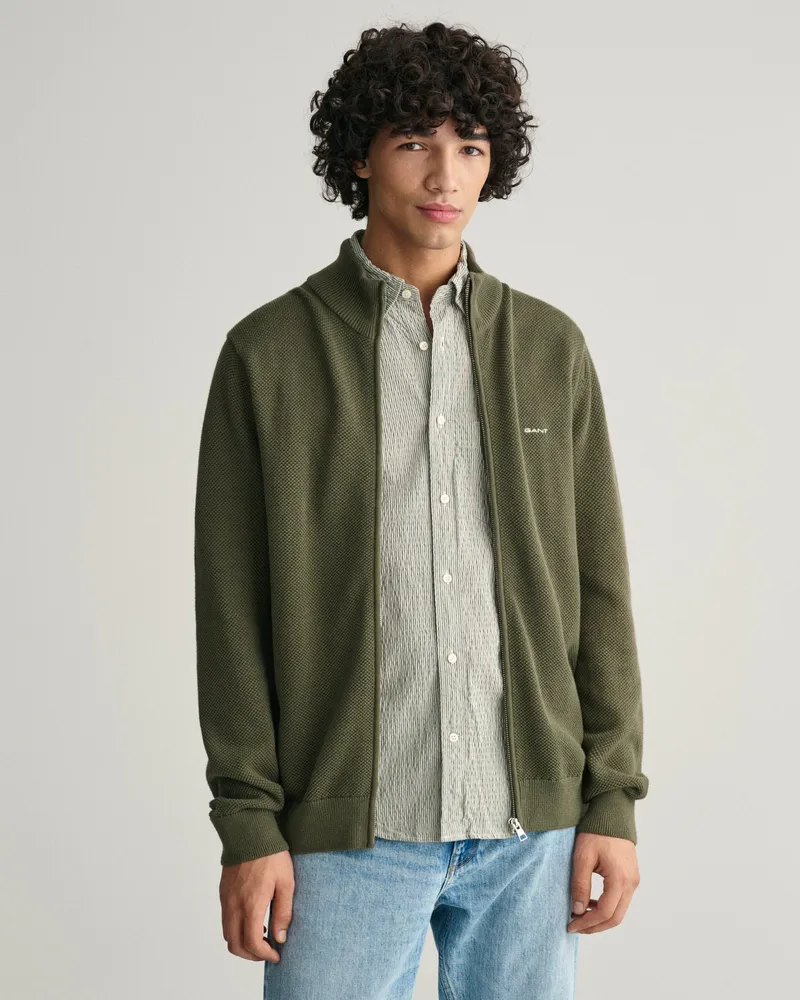 Gant Herren Strickjacke aus Baumwoll-Piqué 