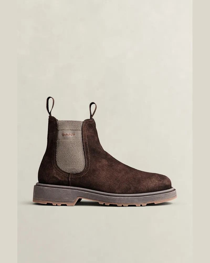 Gant Herren Blisdor Chelsea Boot aus Veloursleder WEATHERot Braun Weatherot