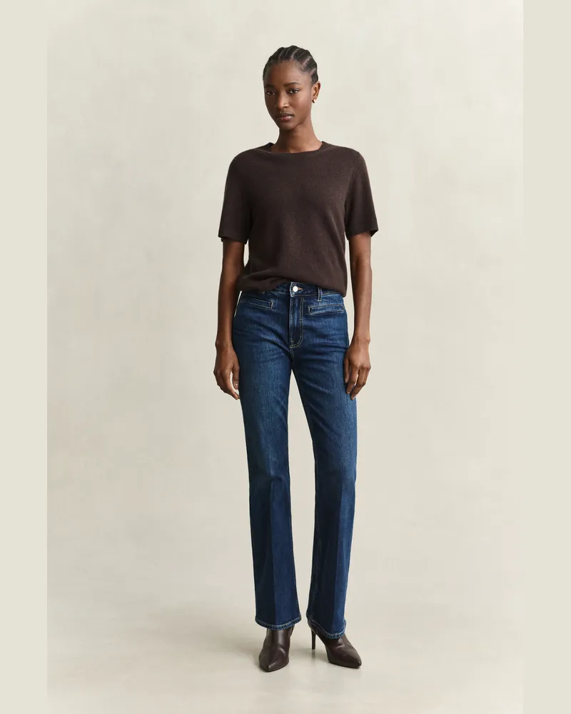 Gant Damen Monogram Jeans mit ausgestelltem Bein DARK Blau WORN IN Dark