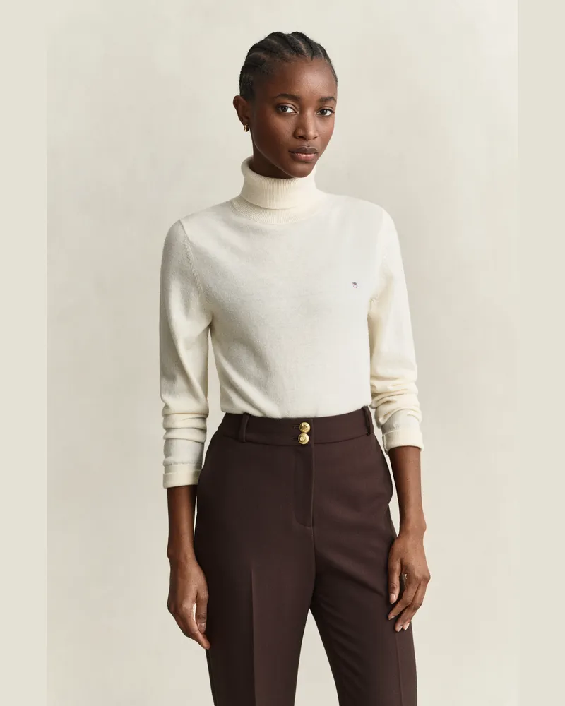 Gant Damen Rollkragenpullover aus Wolle und Biobaumwolle CREAM Cream