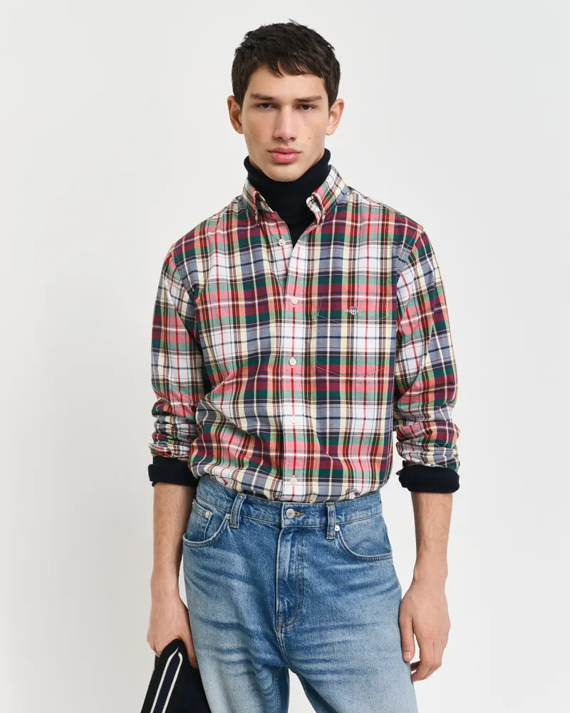 Gant Herren Regular Fit Popeline Hemd mit Tartan-Karomuster 