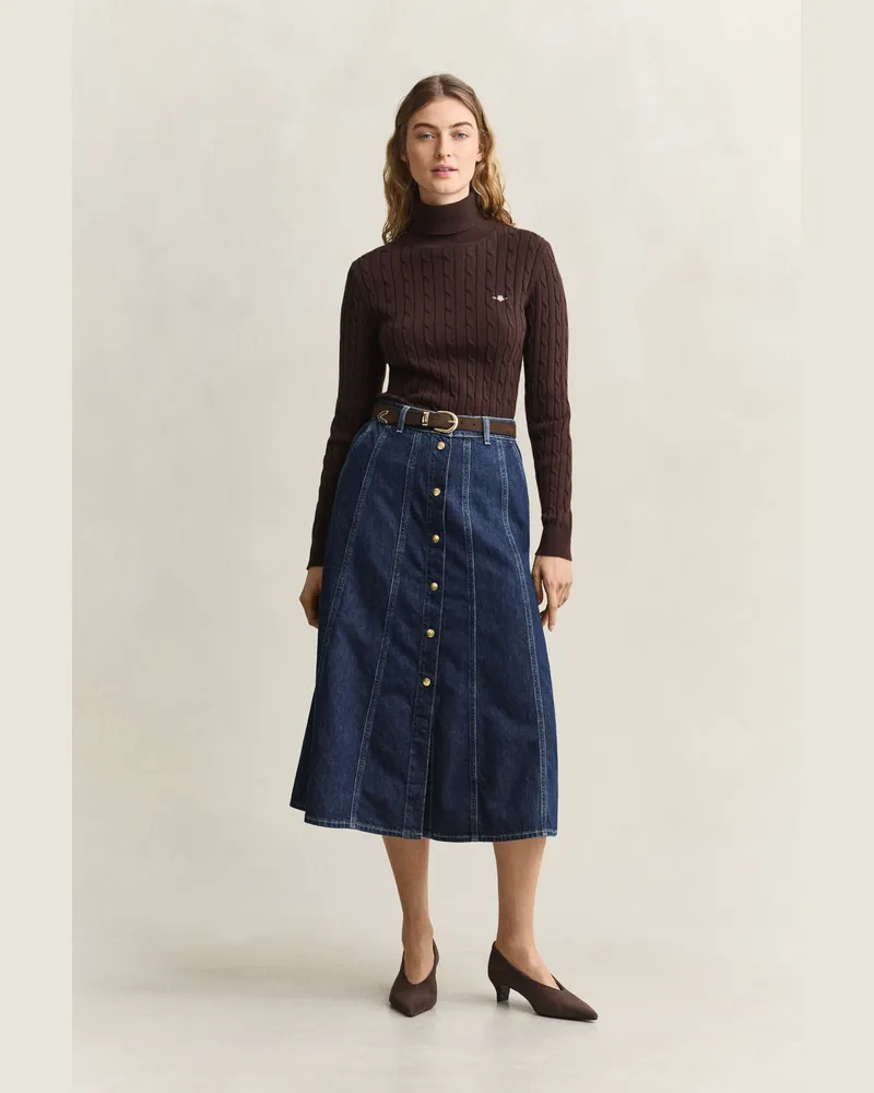 Gant Damen Ausgestellter Jeansrock DARK Blau WORN IN Dark