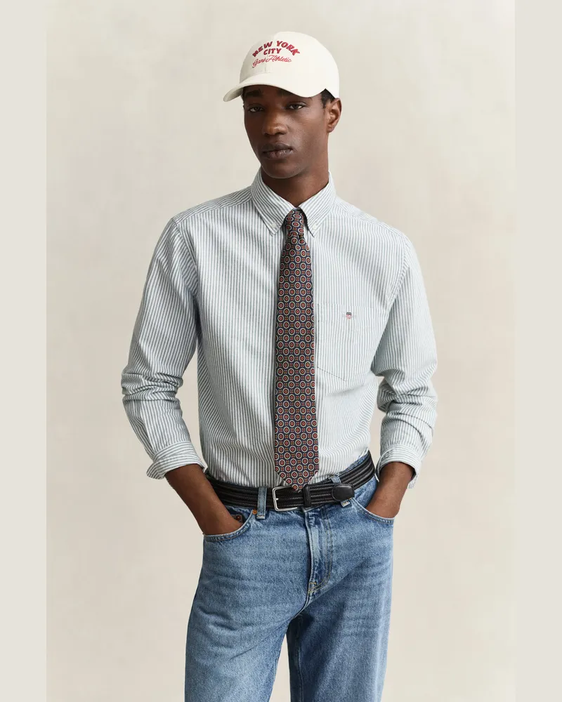 Gant Herren Classic Regular Fit Oxford-Hemd mit Streifen DARK EMERALD Dark