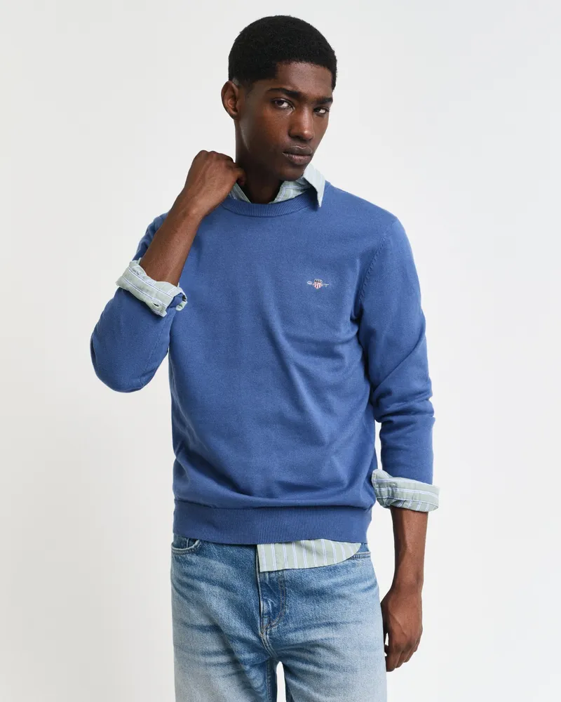 Gant Herren Classic Rundhalspullover aus Baumwolle 
